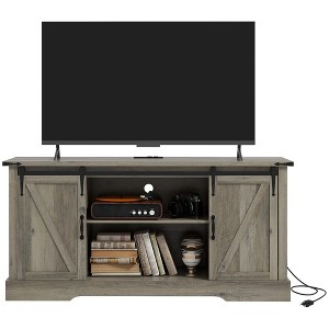 HOMCOM Sideboard Buffet Cabinet with Charging Station, 59" Farmhouse Coffee Bar Cabinet with Sliding Barn Doors, TV Stand for TVs Up to 65" - 1 of 4
