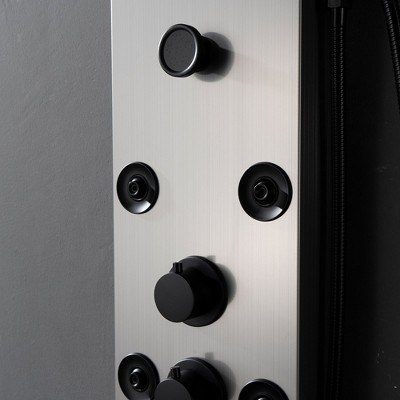 Brushed Nickel 8-Spray Rain Shower Panel System with Handheld Wand