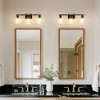 DORESshop 26 in. 3 Light Black and Wood Grain Rustic Farmhouse Bell Vanity Light for Bathroom Mirror with Water Glass - 3 of 4