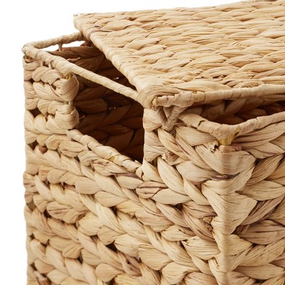Set of 3 Natural Seagrass Rectangular Storage Baskets with Lids