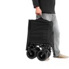 Vynxaria Foldable Extended Wagon, 220lb Capacity, Heavy-Duty 300L Utility Garden Cart, All-Terrain Big Wheels, Drink Holders, Black - 2 of 4