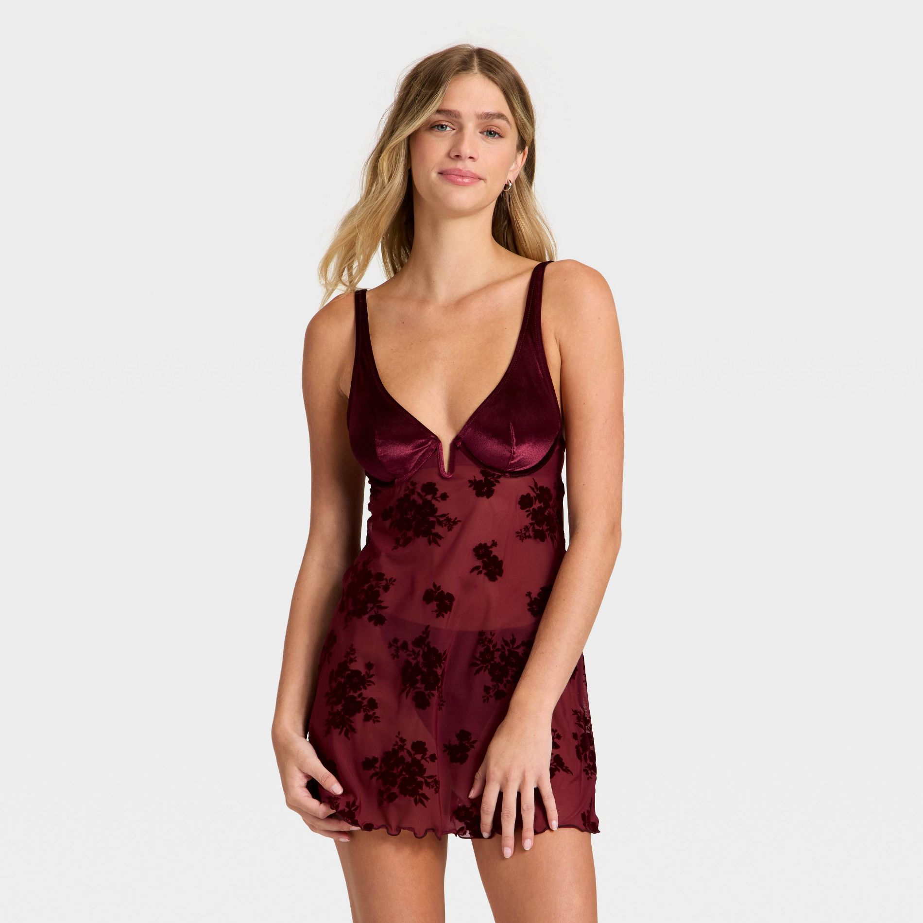 Women's Flocked Lingerie Slip Dress - Auden™