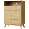 43 Inch Tall Fluted 4-Drawer Chest with Open Shelf, Modern Wooden Storage Cabinet for Bedroom, Living Room, Entryway - 3 of 4