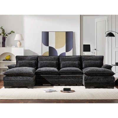 CAVINAS U Shaped Sectional Couch with Lumbar Pillow, 6-Seater Sectional Couches for Living Room, Cloud Couch for Living Room
