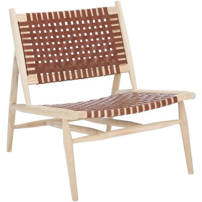 Soleil Cognac Leather & Metal Modern Scandinavian Accent Chair