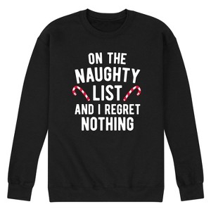 Men's - Instant Message - On The Naughty List I Regret Nothing Graphic Fleece Sweatshirt - 1 of 4
