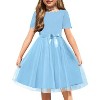 Arshiner Girls Dress Tutu Fluffy Summer Dresses Belted Wedding Party Flower Girls' Dress Size 3-11 Years - 2 of 4