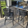 PURPLE LEAF Outdoor Bar Stools Set of 2 Patio Wicker Modern High Bar Chairs Metal Cushioned Barstools with Backs and Ergonomic Armrest - 3 of 4