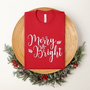 Simply Sage Market Women's Merry and Bright Cursive Short Sleeve Graphic Tee - 1 of 4