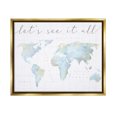 Stupell Industries Let's See It All World Map Framed Canvas