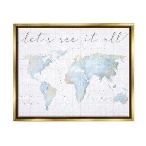 Stupell Industries Let's See It All World Map Framed Canvas - 1 of 3