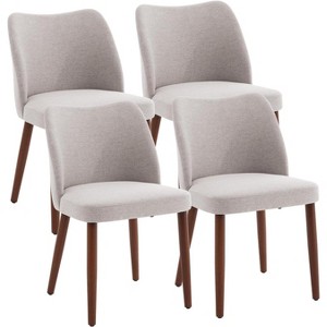 Upholstered Dining Chairs, Green Fabric High Back Dinner Chairs with Deep Seat, Wood Legs, Comfortable Kitchen Chairs for Dining Room - 1 of 4