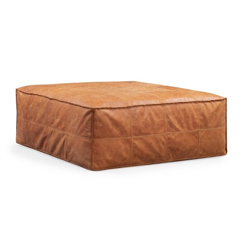 Faux leather store square ottoman