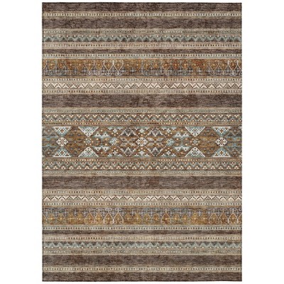 Chocolate And Gray Southwestern Washable Indoor Outdoor Area Rug