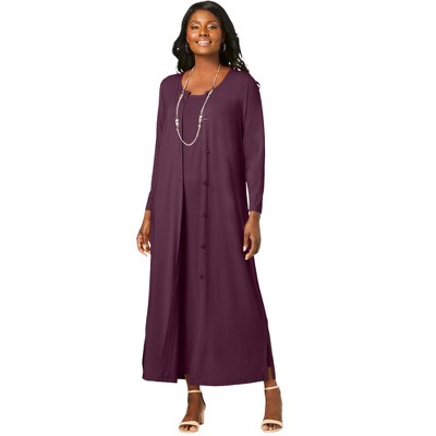 Jessica London Women's Plus Size 2-Piece Stretch Knit Duster Set