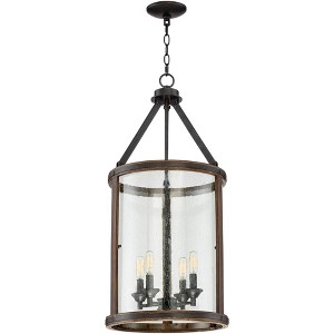 Franklin Iron Works Gorham Iron Gray Pendant Chandelier 16" Wide Industrial Rustic Clear Seeded Glass 4-Light Fixture for Dining Room Kitchen Island - 1 of 4