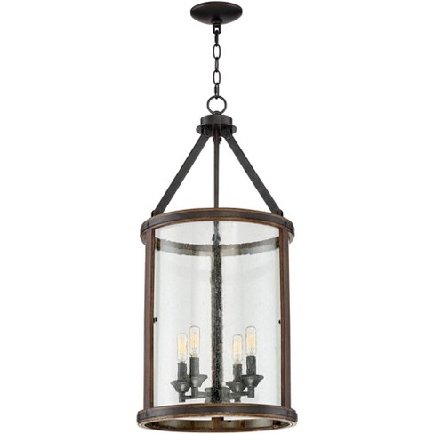 Franklin Iron Works Gorham Iron Gray Pendant Chandelier 16" Wide Industrial Rustic Clear Seeded Glass 4-Light Fixture for Dining Room Kitchen Island - image 1 of 4