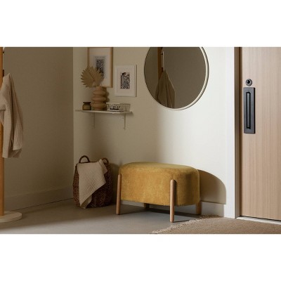 South Shore Kodali Bench Yellow: Upholstered Rectangle, Wood Legs, Polyester, Spot Clean, 250lb Capacity