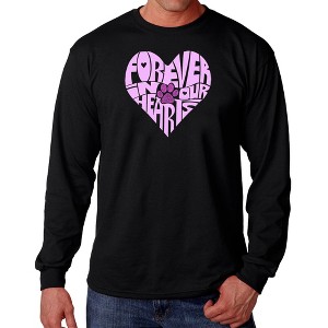 LA Pop Art Forever In Our Hearts - Men's Word Art Long Sleeve T-Shirt - 1 of 4