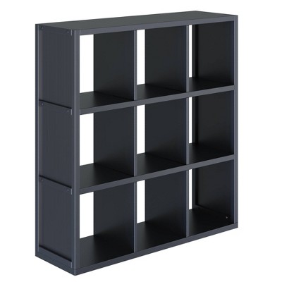 Transitional Black Composite Wood 9-Cube Organizer