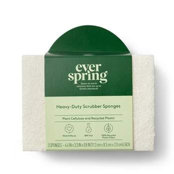 Natural Heavy Duty Scrubber Sponges - 3ct - Everspring™