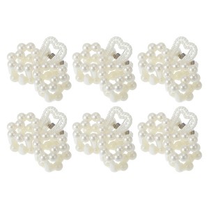 Unique Bargains Women Fashion Pearl Mini Hair Clip Pearl Oval Hairdo Clips 6 Pcs - 1 of 4