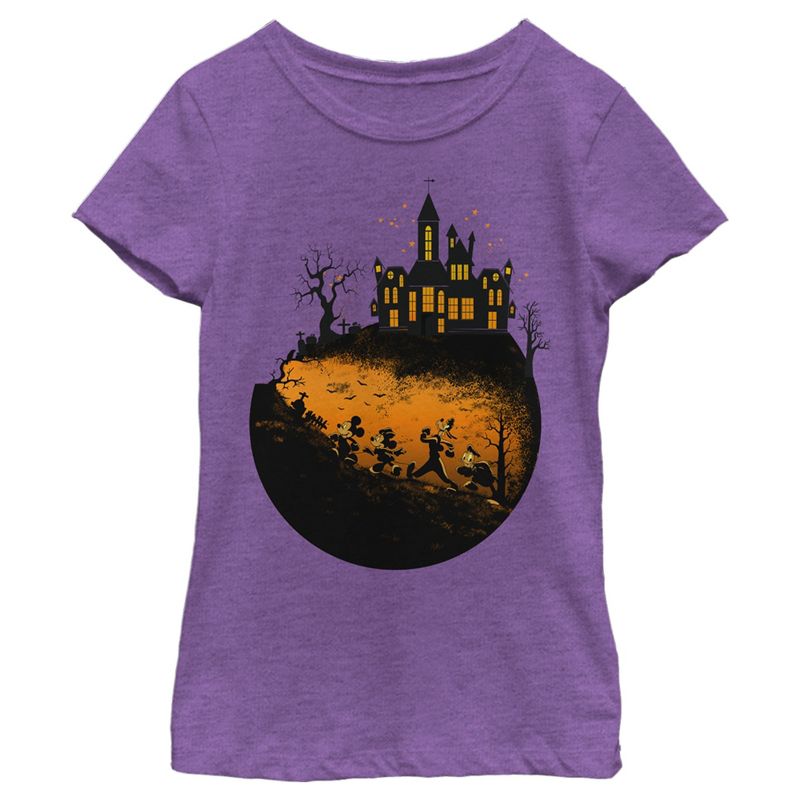 Girl's Mickey & Friends Walking Towards Haunted Mansion T-Shirt, 1 of 5