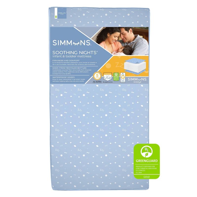 Simmons Kids&#39; Dual Sided Crib and Toddler Mattress - Soothing Nights, 1 of 6