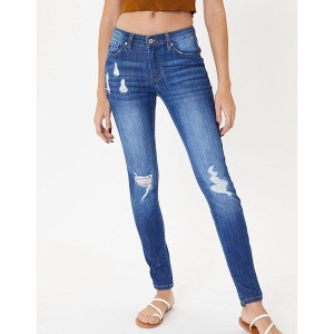 Women's Mid Rise Distressed Super Skinny Jean - KanCan - 1 of 3