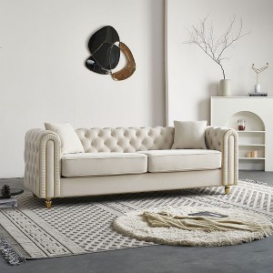 NicBex Couches for Living Room 86" Loveseat Sofa Luxury Modern Velvet Fluffy Upholstered 2-seater Sofa with 2 Throw Pillows for Bedroom - 1 of 4