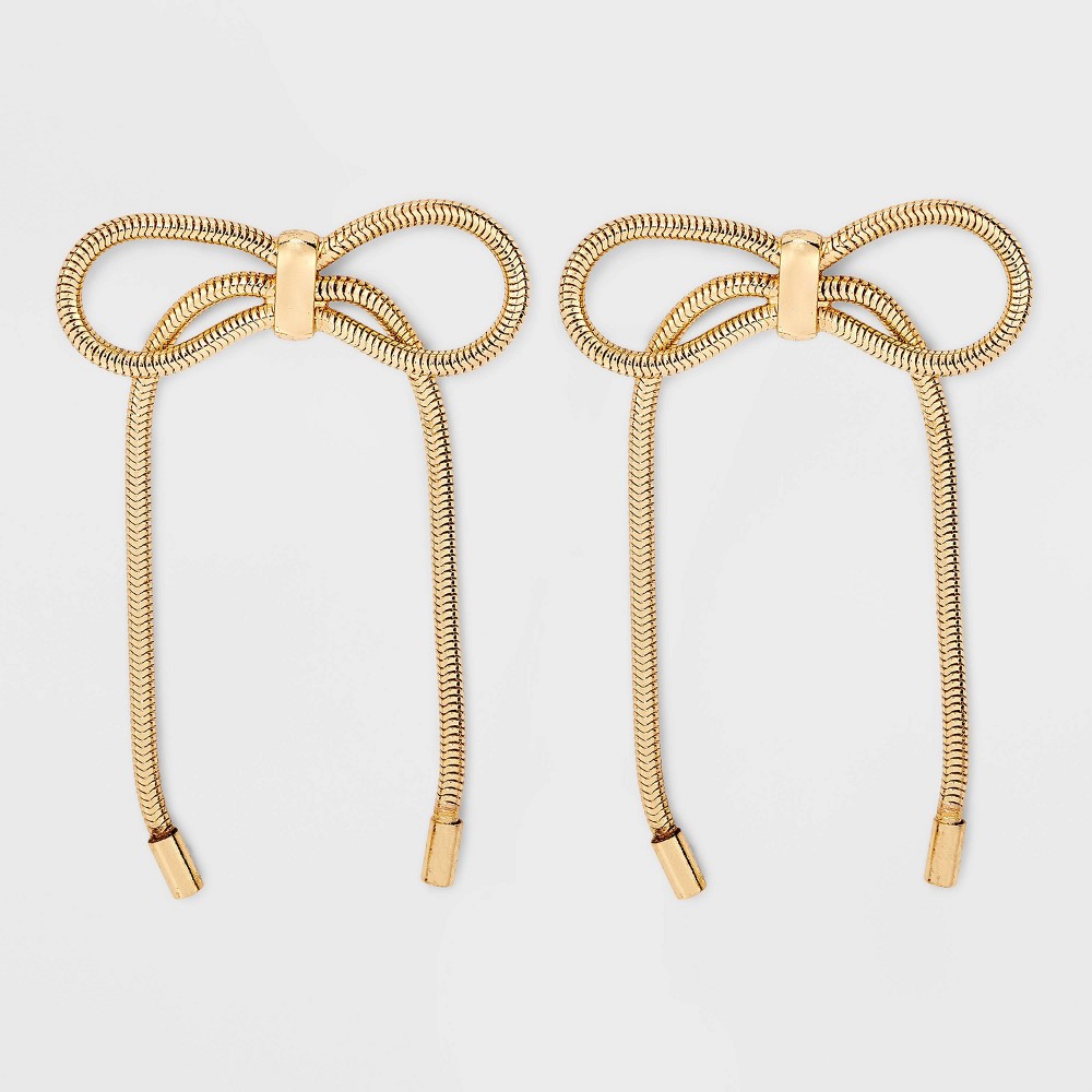 Metal Bow Drop Earrings - A New Day Gold