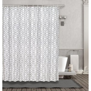 Kate Aurora Gray & White Durable Cotton Blend Chevron Chic Fabric Shower Curtain - 70 in. W x 72 in. L - 1 of 1