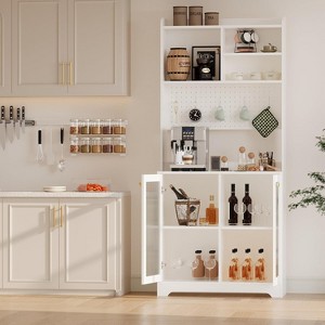 71"Pantry Storage Cabinet with Doors,Kitchen Storage Cabinets with DIY Pegboard&Adjustable Shelves,Hutch Cabinet for Kitchen Dining Living Room - 1 of 4
