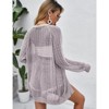 Womens Summer Lightweight Cardigan Long Sleeve Open Front Loose Beach Crochet Cover Up - 3 of 4