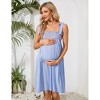 Women Maternity Dress Summer Sleeveless Midi Dresses for Photoshoot Baby Shower Adjustable Straps Nursing Dress - 4 of 4