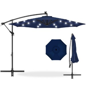 Best Choice Products 10ft Solar LED Offset Hanging Outdoor Market Patio Umbrella w/ Adjustable Tilt - 1 of 4