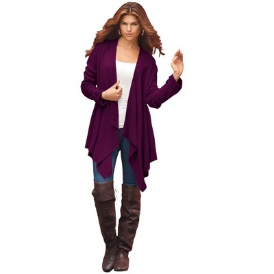 Roaman's Women's Plus Size Fine Gauge Handkerchief Hem Cardigan Sweater
