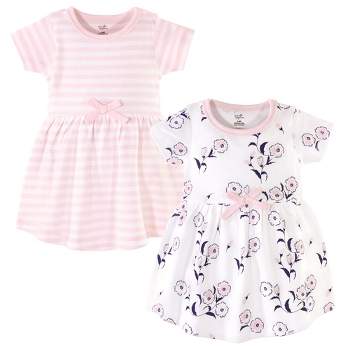 Touched by Nature Baby and Toddler Girl Organic Cotton Short-Sleeve Dresses 2pk, Wild Flowers