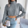 Coolmee Women's Short Knitted Sweater Pullover Solid Long Sleeve Turtleneck Cropped Sweaters - 3 of 4