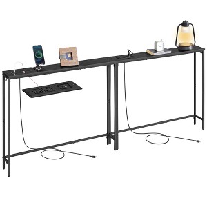 Set of 2 Slim Console Tables with Power Outlets - Behind Couch Sofa Tables with USB Ports & Hooks, Easy Assembly - 1 of 4