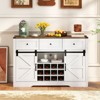 Tangkula Wine Bar Cabinet w/LED Lights & Doors Coffee Station w/ Adjustable Shelves Racks - 4 of 4