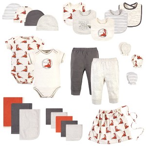 Touched by Nature Baby Boy Organic Cotton Layette Set and Giftset, Boho Fox, 0-6 Months - 1 of 4