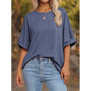 Oversized Tops for Women Summer T Shirts Workout Tees Short Sleeve Blouses Casual Tunic Tops - 1 of 4