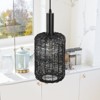 PAKOKULA Farmhouse 7 in. 1-Light Matte Black Pendant Light With Metal woven Cage shade - 2 of 4