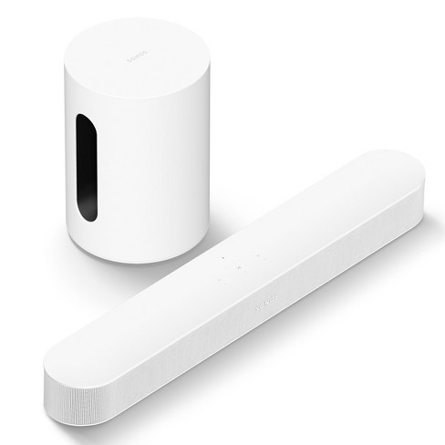 Sonos Entertainment Set with Beam (Gen 2, White) Soundbar and Sub Mini  Wireless Subwoofer (White)