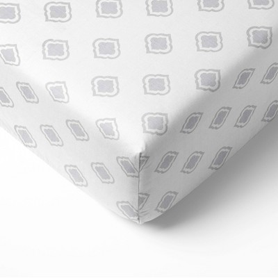 Bacati - Morocan Tiles Gray Muslin 100 percent Cotton Universal Baby US Standard Crib or Toddler Bed Fitted Sheet