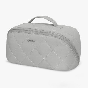 Hynes Eagle Quilted Makeup Organizer – Water-Resistant Travel Toiletry Bag with 5-Compartment Storage – Stone Gray - 1 of 4