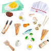 Hibachi Grill Wooden Kids Playset w/ Stools, Table Settings and Over 25 Toy Food Pieces - Noodles, Tongs, Meats, Veggies - Everything Your Little Chef - 3 of 4