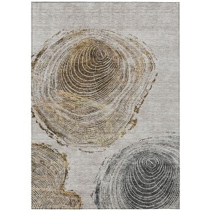 Taupe Gray And Brown Abstract Washable Indoor Outdoor Area Rug - 1 of 4