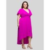 24seven Comfort Apparel Plus Size V Neck Belted Faux Wrap High Low Dress - 2 of 4